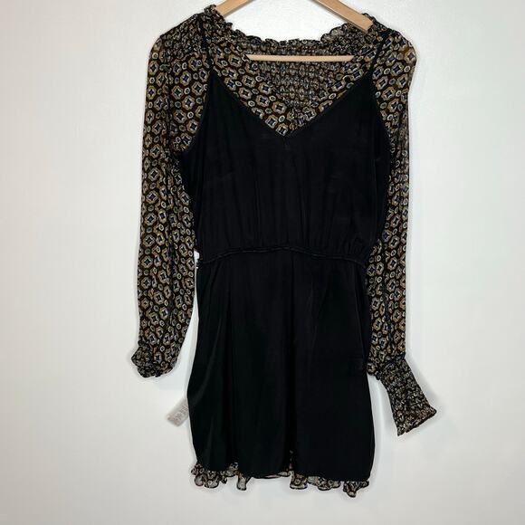 Veronica Beard Womens Sacchi Sheer Printed A Line Dress 2 Black Pleated - Picture 11 of 16